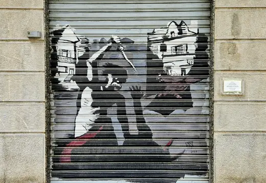 Black-and-White Graffiti on a Palma Shutter