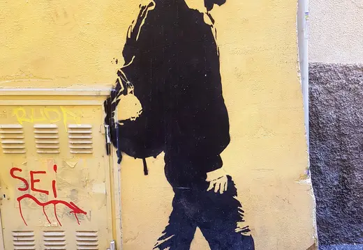 Black Stencil on a Yellow Wall in Palma