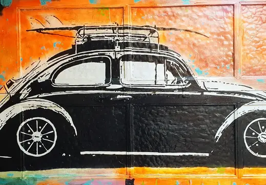 Cuadro decorativo de pared con diseño de coche estilo Escarabajo Negro
