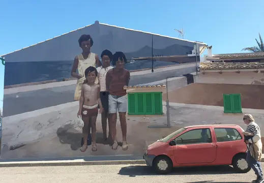 Family Mural on a Street Wall