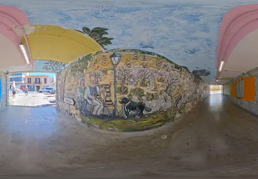 Túnel pintado en la estación de tren de Inca