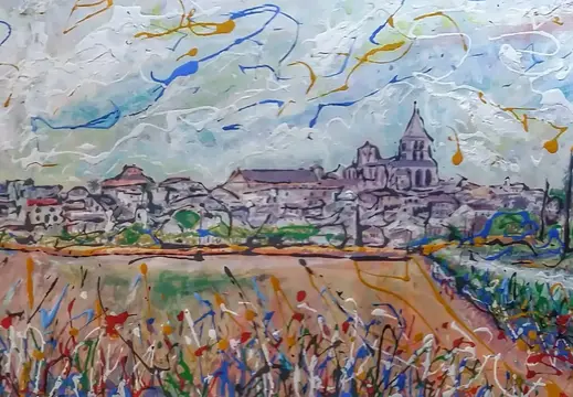 Painting of Fields and a Village