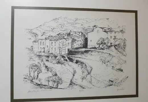 Drawing of Banyalbufar Above the Sea