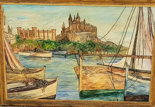 Barcos ante la Catedral de Palma y La Almudaina