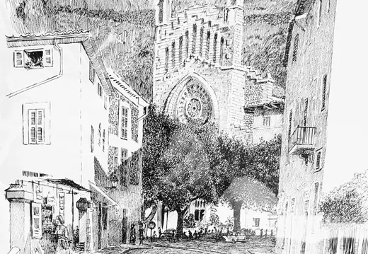 Drawing of Sant Bartomeu Church in Sóller