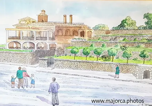 Drawing of a House and Terraced Garden