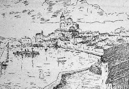 Dibujo de un pueblo costero fotografiado en Palma