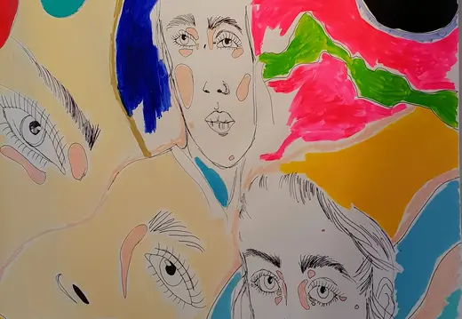 Gemalte Gesichter in der Galerie Gerhardt Braun