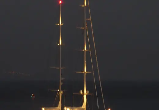 Sailing Yacht at Night off Cala Major